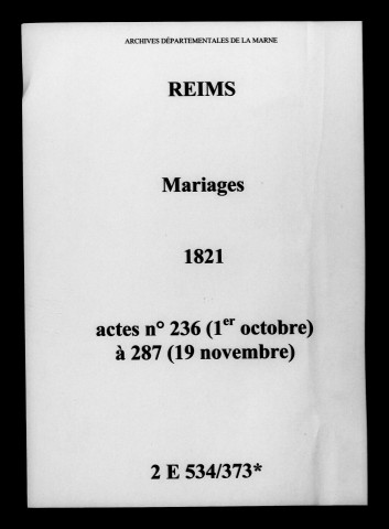Reims. Mariages 1821