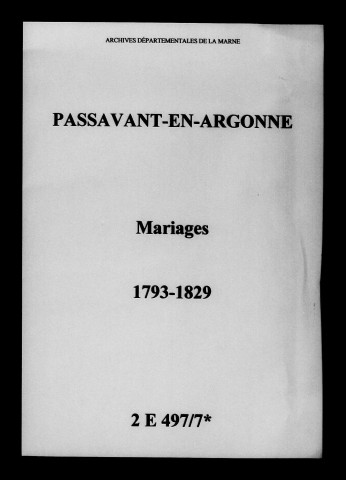 Passavant. Mariages 1793-1829