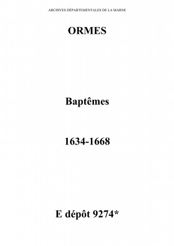 Ormes. Baptêmes 1634-1668