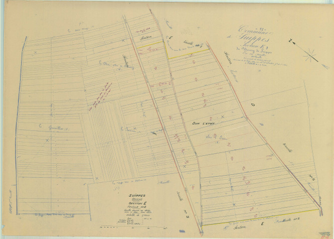 Suippes (51559). Section E2 E3 échelle 1/2000, plan mis à jour pour 1958, plan non régulier (papier)
