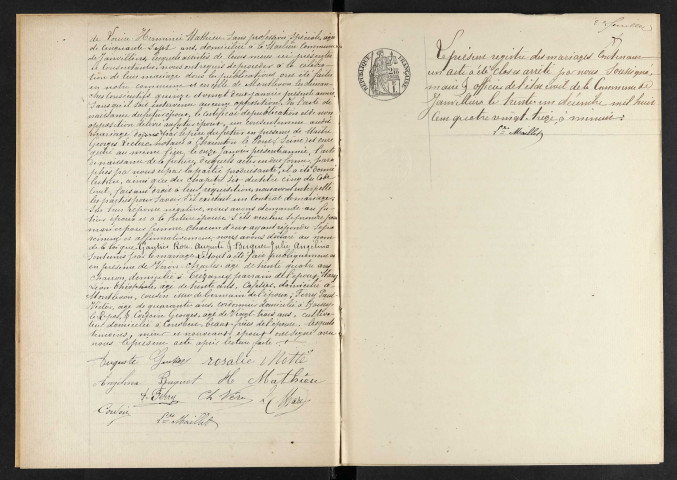 Janvilliers. Mariages 1893-1895 et 1897-1929. Décès 1896