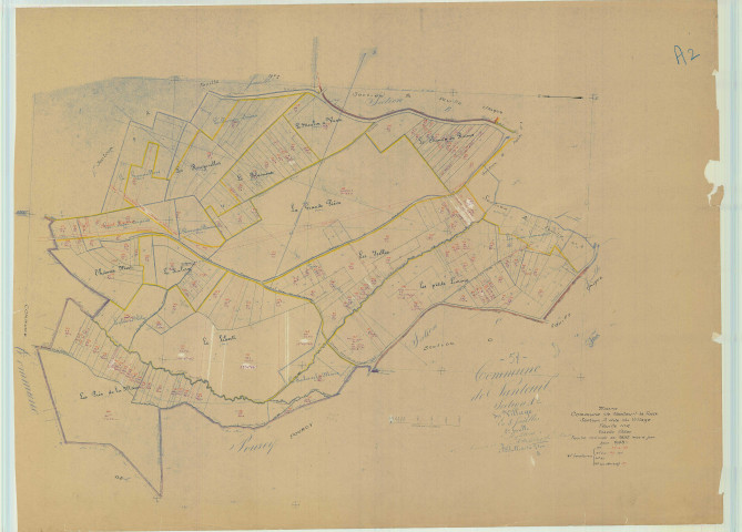 Nanteuil-la-Forêt (51393). Section A2 échelle 1/2500, plan mis à jour pour 1954, plan non régulier (papier).