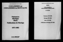 Coulommes. Naissances, mariages, décès, publications de mariage 1873-1882