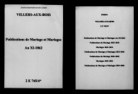 Villers-aux-Bois. Publications de mariage, mariages an XI-1862