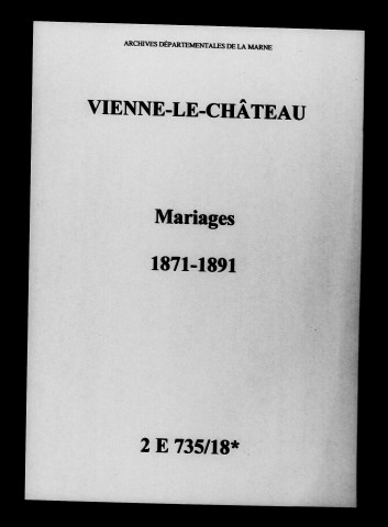 Vienne-le-Château. Mariages 1871-1891