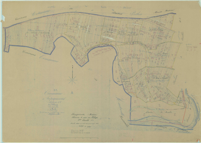 Sapignicourt (51522). Section A1 échelle 1/2500, plan mis à jour pour 1956, plan non régulier (papier)