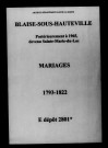 Blaise-sous-Hauteville. Mariages 1793-1822