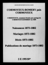 Cormoyeux-Romery. Naissances, mariages, décès, publications de mariage 1873-1882
