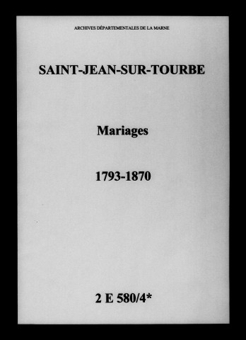 Saint-Jean-sur-Tourbe. Mariages 1793-1870