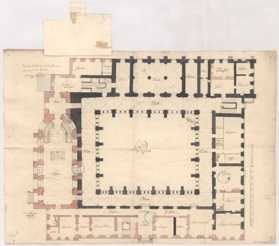 Abbaye de Notre Dame de Cheminon. Plan de l'abbaye et de ses réfections par Lancret architecte, 1771.