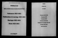 Pomacle. Naissances, publications de mariage, mariages, décès 1823-1832
