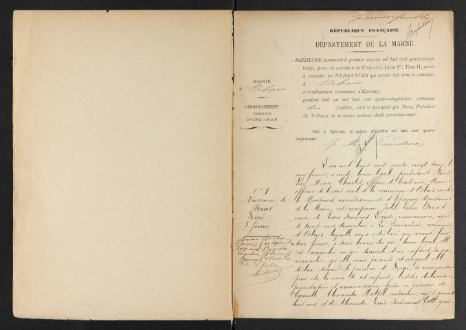 Orbais. Naissances 1893-1912