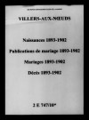 Villers-aux-Noeuds. Naissances, publications de mariage, mariages, décès 1893-1902