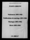Passy-Grigny. Naissances, publications de mariage, mariages, décès 1893-1902