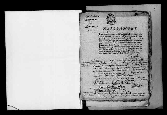 Isles-sur-Suippe. Naissances, publications de mariage, mariages, décès 1793-an X