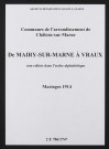 Communes de Mairy-sur-Marne à Vraux de l'arrondissement de Châlons. Mariages 1914