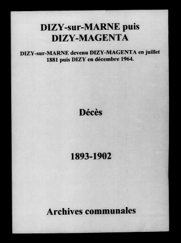 Dizy-Magenta. Décès 1893-1902