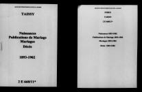 Taissy. Naissances, publications de mariage, mariages, décès 1893-1902