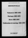 Hermonville. Naissances, mariages, décès, publications de mariage 1883-1892