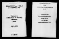 Beaumont-sur-Vesle. Naissances, publications de mariage, mariages, décès 1823-1832