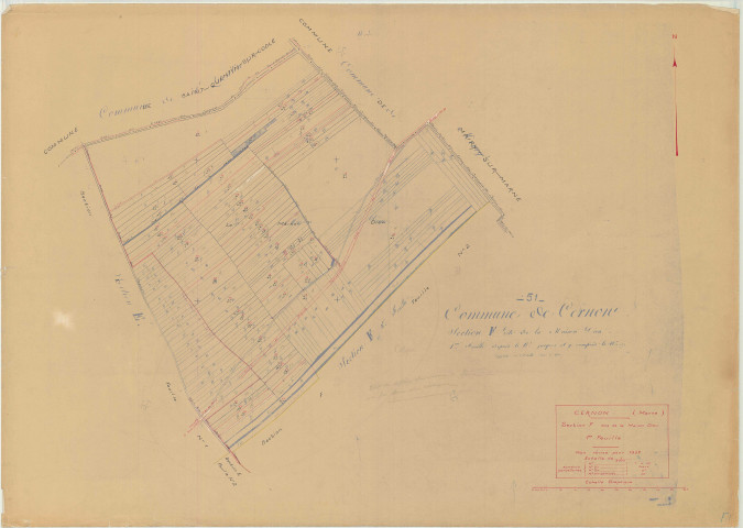 Cernon (51106). Section F1 échelle 1/2500, plan mis à jour pour 1937, plan non régulier (papier)