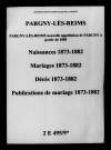 Pargny. Naissances, mariages, décès, publications de mariage 1873-1882
