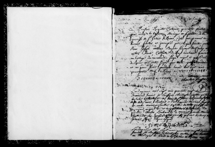 Reims. Saint-Julien. Baptêmes, mariages, sépultures 1749-1758