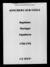 Jonchery-sur-Vesle. Baptêmes, mariages, sépultures 1750-1792