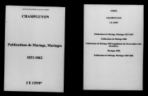 Champguyon. Publications de mariage, mariages 1833-1862
