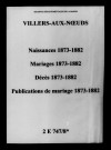 Villers-aux-Noeuds. Naissances, mariages, décès, publications de mariage 1873-1882