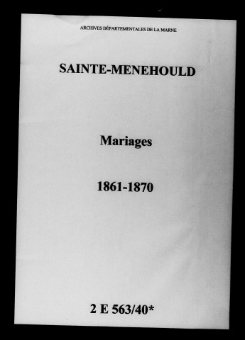 Sainte-Menehould. Mariages 1861-1870
