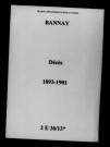 Bannay. Décès 1893-1901