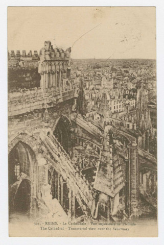 REIMS. 321. La cathédrale. Vue supérieure de l'abside. The cathedral. Tranversal view over the Sanctuary.
Baudet.1928