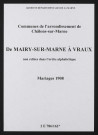 Communes de Mairy-sur-Marne à Vraux de l'arrondissement de Châlons. Mariages 1908