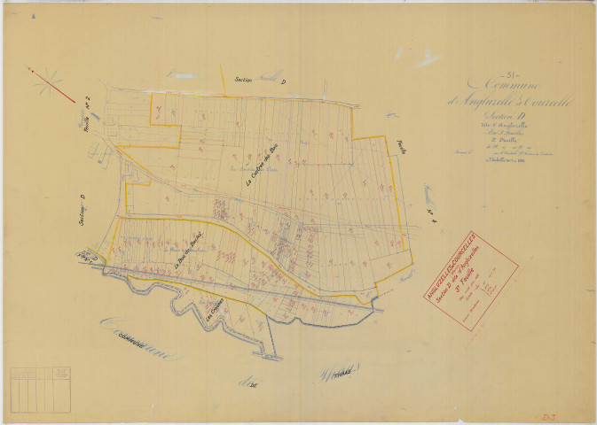 Angluzelles-et-Courcelles (51010). Section D3 échelle 1/1000, plan mis à jour pour 01/01/1938, non régulier (papier)