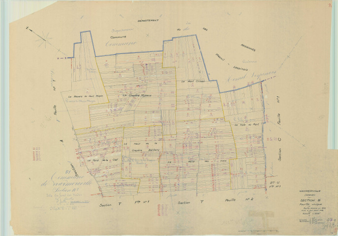Warmeriville (51660). Section B1 échelle 1/2500, plan mis à jour pour 1958, plan non régulier (papier).