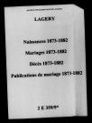 Lagery. Naissances, mariages, décès, publications de mariage 1873-1882
