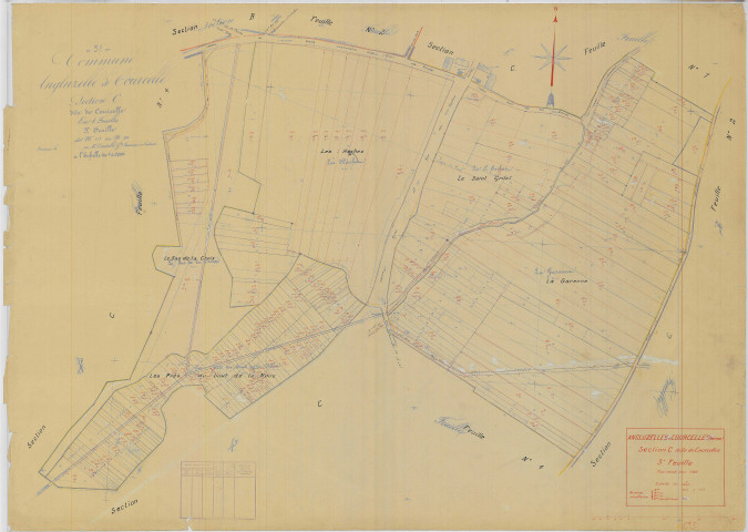 Angluzelles-et-Courcelles (51010). Section C3 échelle 1/1000, plan mis à jour pour 01/01/1938, non régulier (papier)
