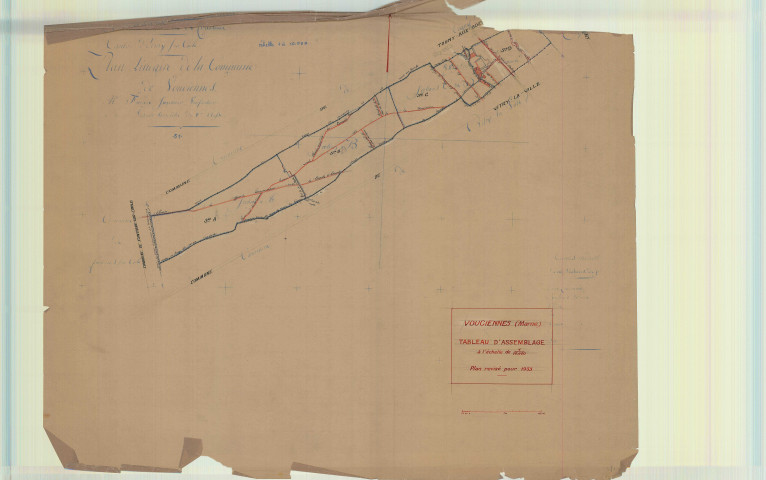 Vitry-la-Ville (51648). Tableau d'assemblage 3 échelle 1/10000, plan mis à jour pour 1933, plan non régulier (calque)