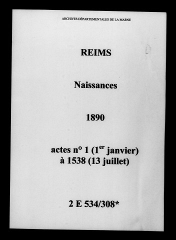 Reims. Naissances 1890