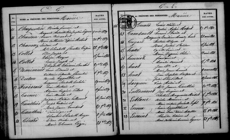 Somsois. Table décennale 1833-1842