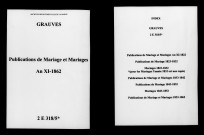 Grauves. Publications de mariage, mariages an XI-1862