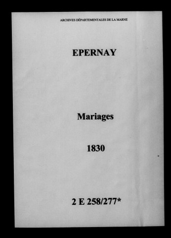 Épernay. Mariages 1830