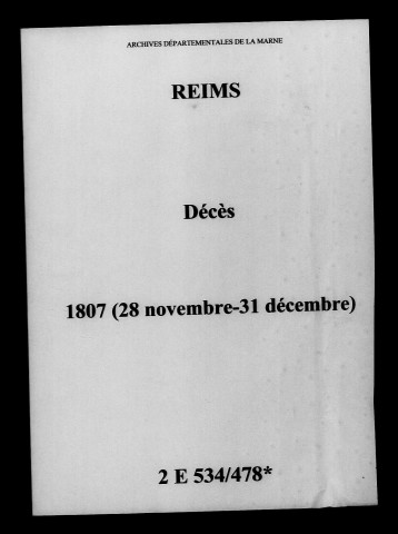 Reims. Décès 1807