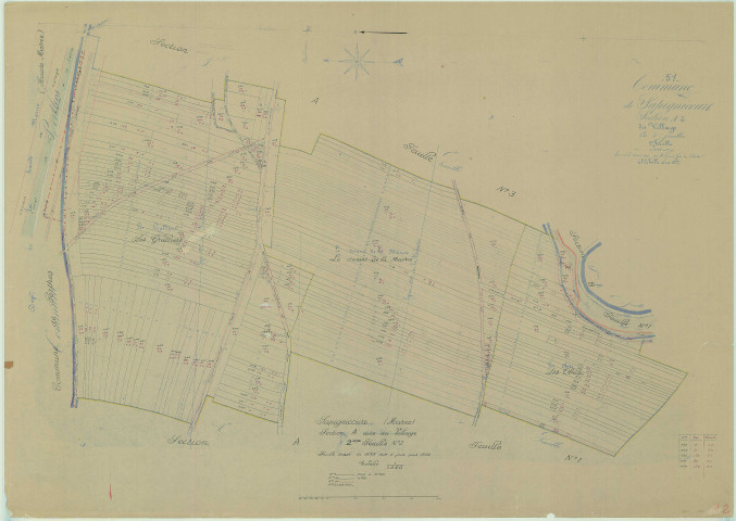 Sapignicourt (51522). Section A2 échelle 1/1250, plan mis à jour pour 1956, plan non régulier (papier)