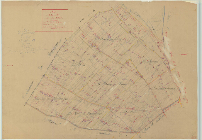 Isse (51301). Section B1 échelle 1/2500, plan mis à jour pour 1937, plan non régulier (papier)