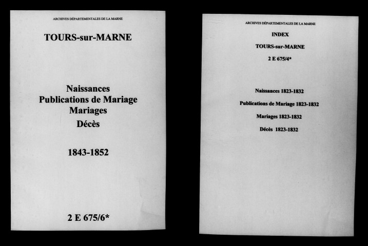 Tours-sur-Marne. Naissances, publications de mariage, mariages, décès 1843-1852