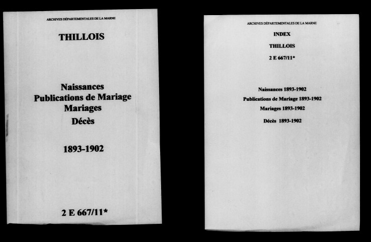 Thillois. Naissances, publications de mariage, mariages, décès 1893-1902