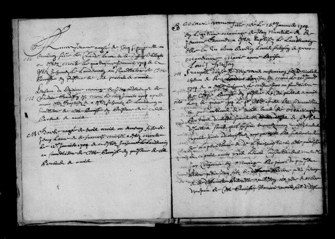 Cheminon. Baptêmes, mariages, sépultures 1704-1713