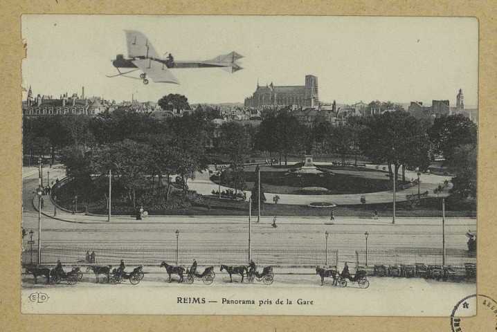 REIMS. Panorama pris de la gare.
ParisE. Le Deley, imp.-éd.1910
